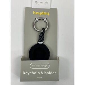 2 Pack Heyday Apple AirTag Keychain and Holder, Black Carabiner Clip